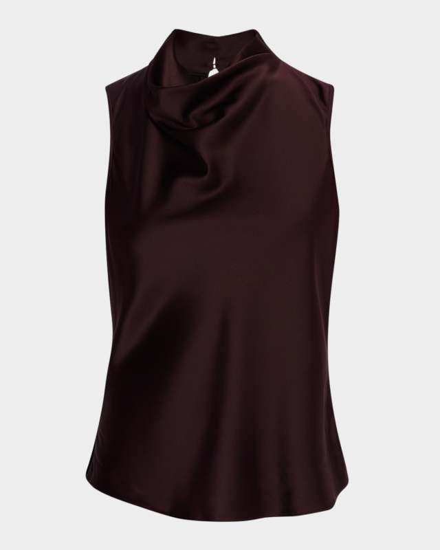 Tam Silk Cowl-Neck Top